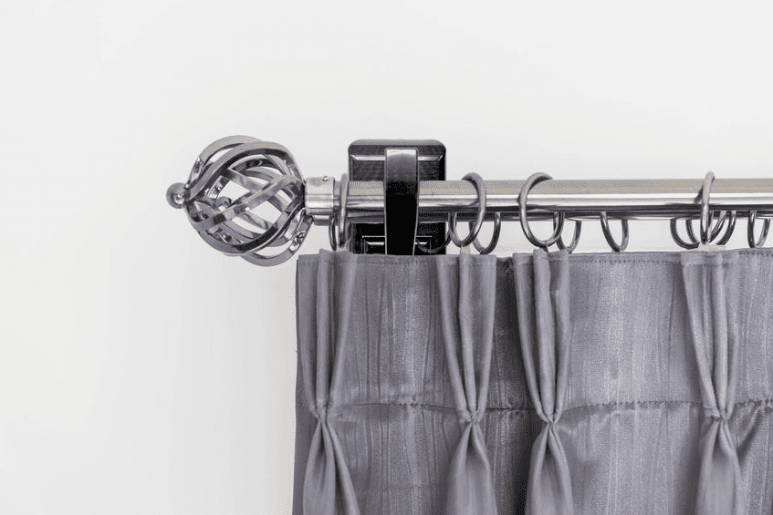 BuffBrac Curtain bracket holder with silver curtain rod
